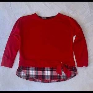 Tie-Front 2-Fer Sweatshirt (Red)